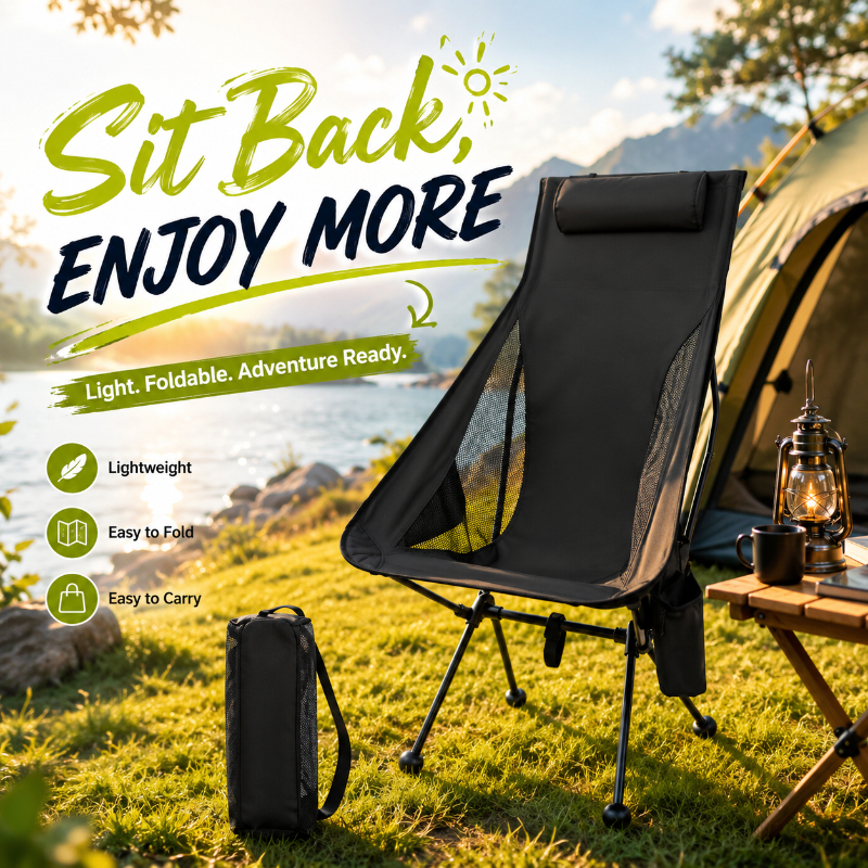 Outdoor Hunting Chair - Folding Portable Camping Lounge Chair with