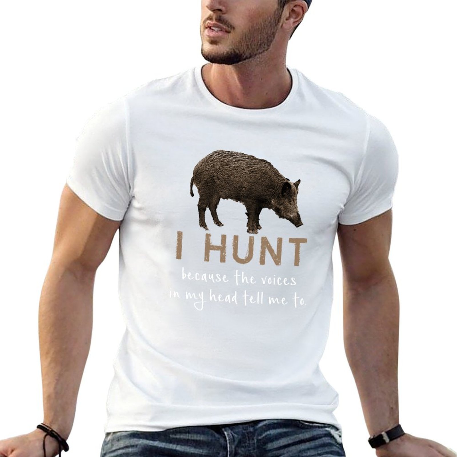 Wildman Hunting & Outdoor Robertson Photos - Hunting with wild boar T-Shirt Summer