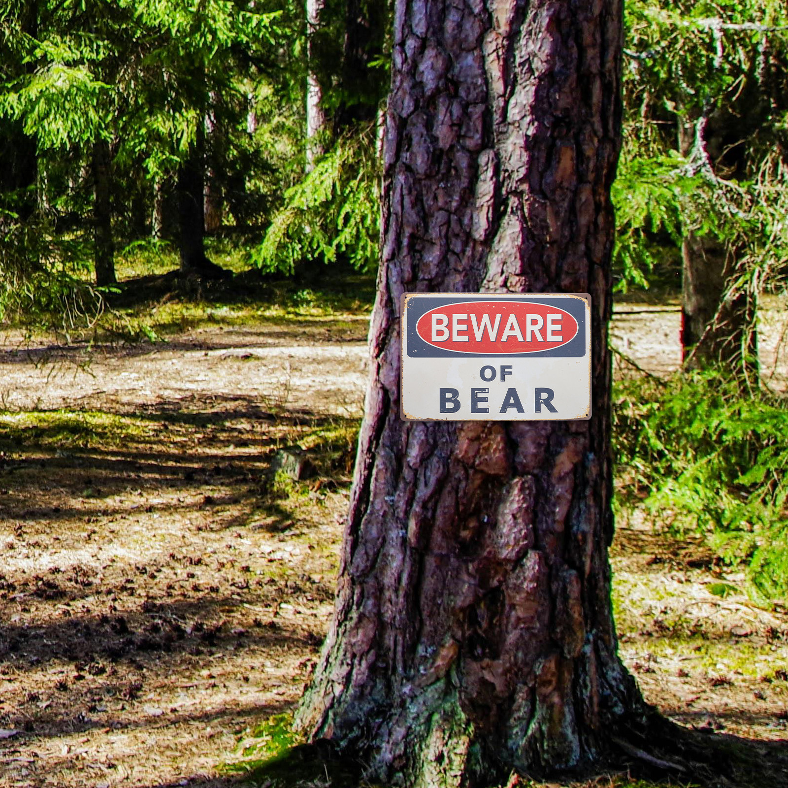 Outdoor Hunting Paintings - Bear Warning Iron Sign Vintage Outdoor