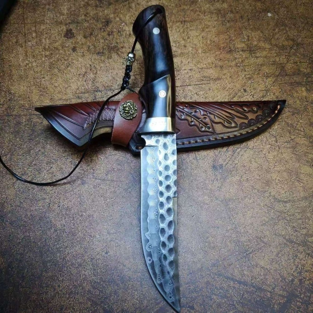 High Hardness Damascus / DC53  - Knife Hunting Fixed Blade avis et prix