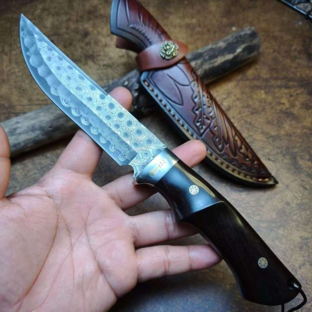 High Hardness Damascus / DC53  - Knife Hunting Fixed Blade avis et prix