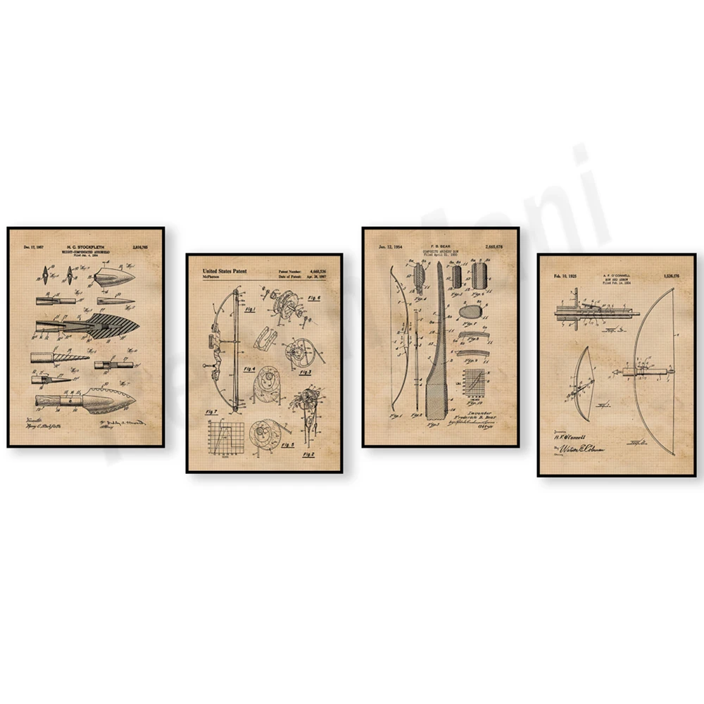 Vintage bow and arrow patent p - Outdoor Hunting Paintings avis et prix