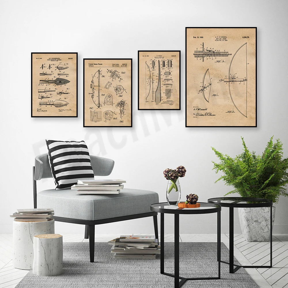 Vintage bow and arrow patent p - Outdoor Hunting Paintings avis et prix