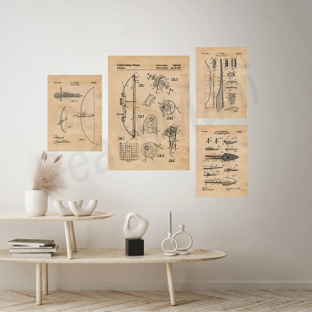 Vintage bow and arrow patent p - Outdoor Hunting Paintings avis et prix