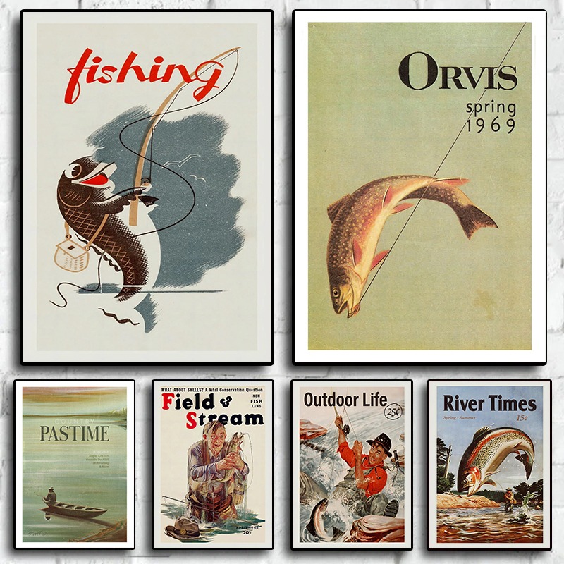 Vintage Fly Fishing Canvas Pri - Outdoor Hunting Paintings avis et prix