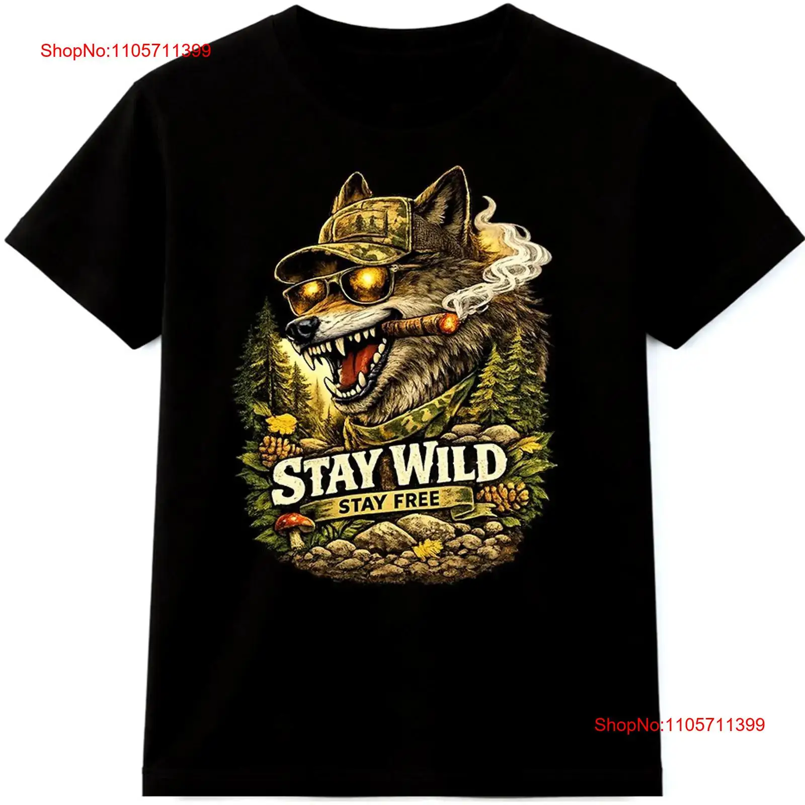 Wolf T Shirt Stay Wild Free Ou - Wildman Hunting & Outdoor Robertson Photos avis et prix