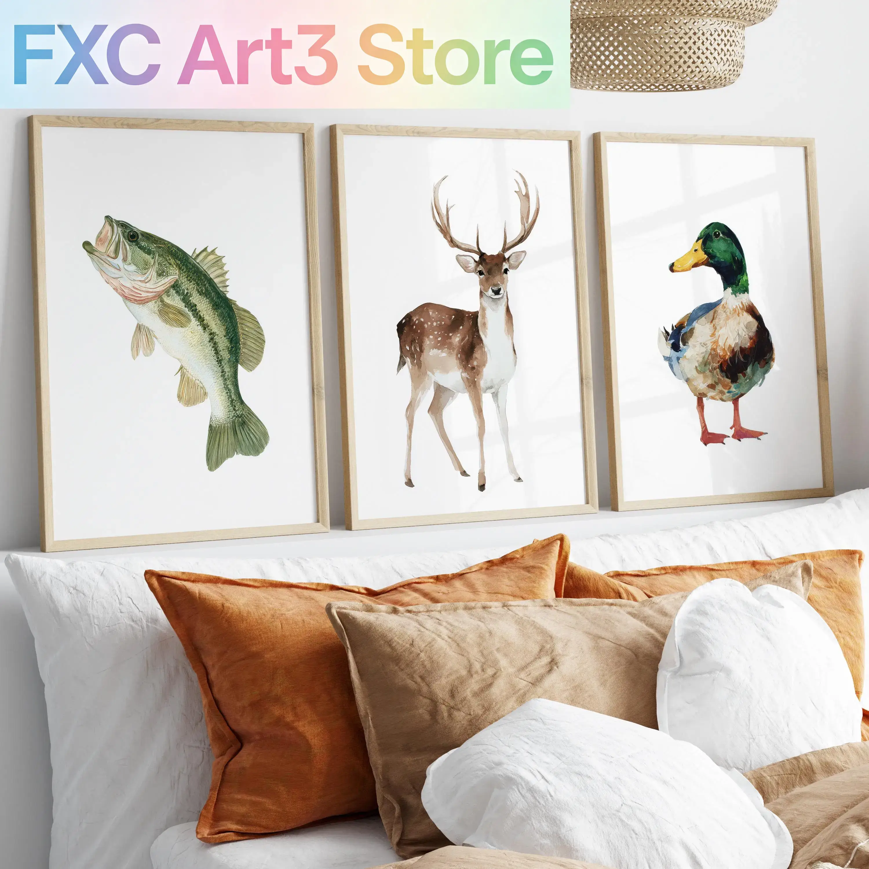 3pcs/Set frameless,Watercolor  - Outdoor Hunting Paintings avis et prix