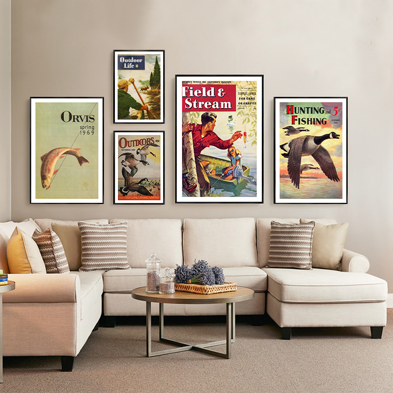 Vintage Colorful Fishing Poste - Outdoor Hunting Paintings avis et prix