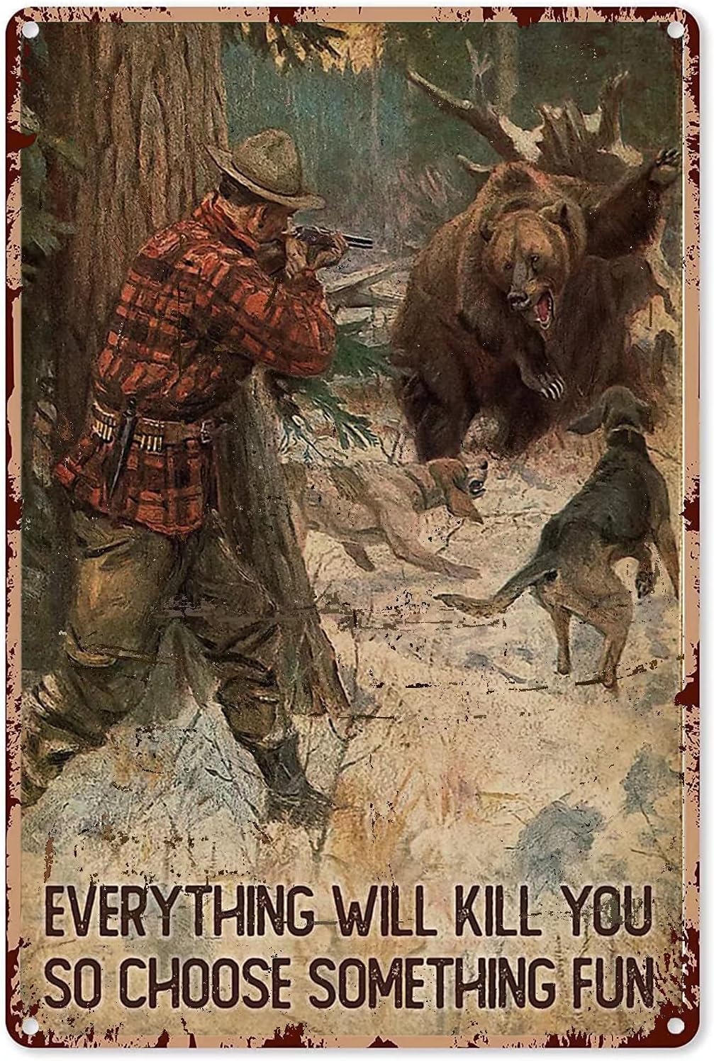 Hunting Bear Metal Tin Sign,Ev - Outdoor Hunting Paintings avis et prix