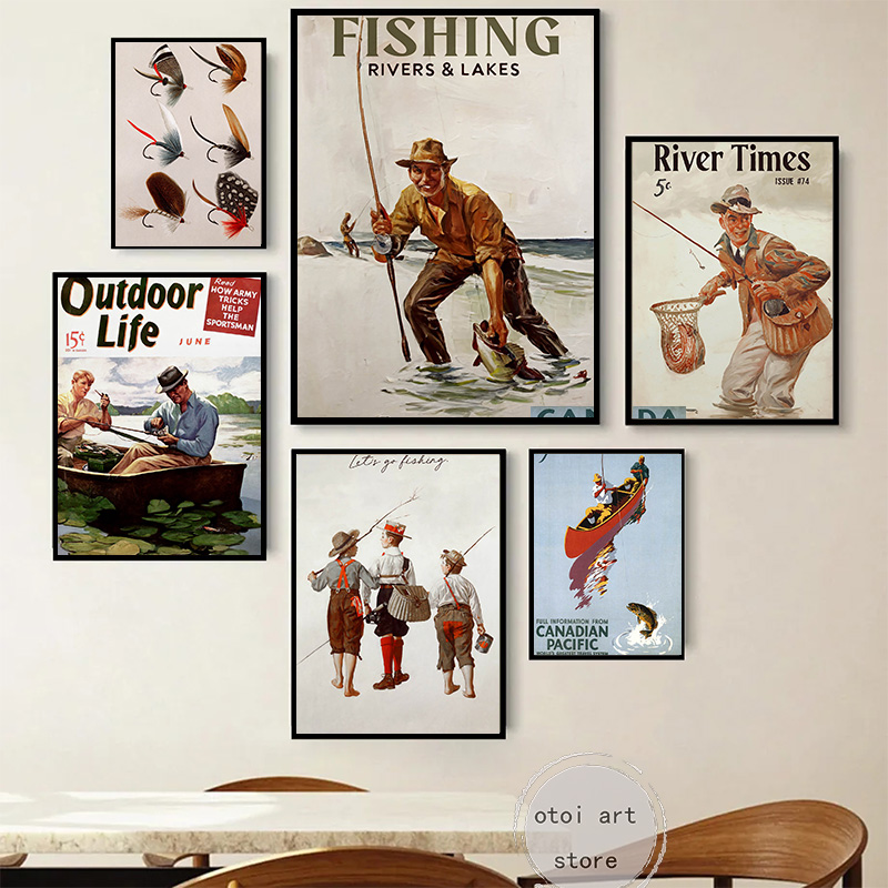 Vintage Fishing Retro Travel O - Outdoor Hunting Paintings avis et prix
