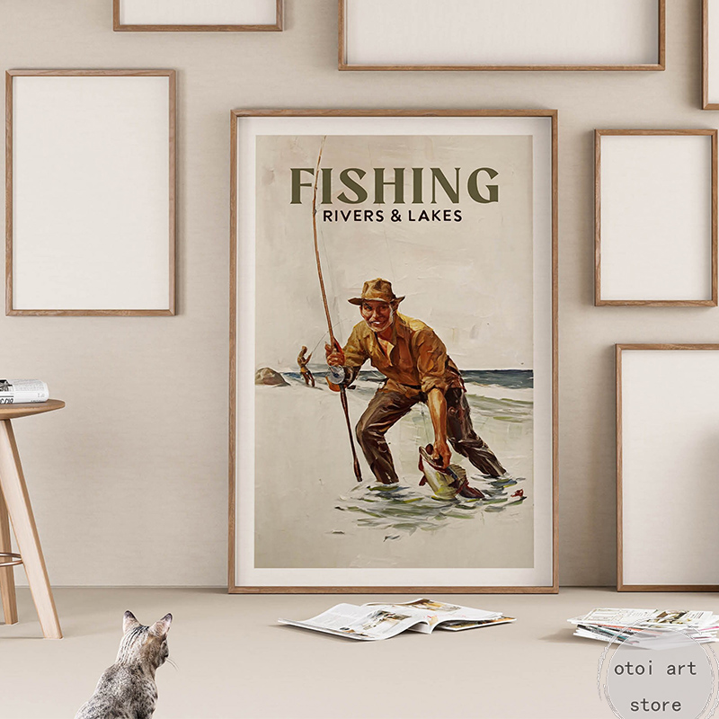 Vintage Fishing Retro Travel O - Outdoor Hunting Paintings avis et prix